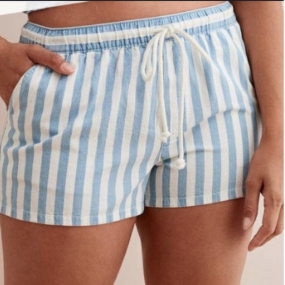 aerie Pants - Aerie Blue and White Drawstring Nautical Shorts Size XS
